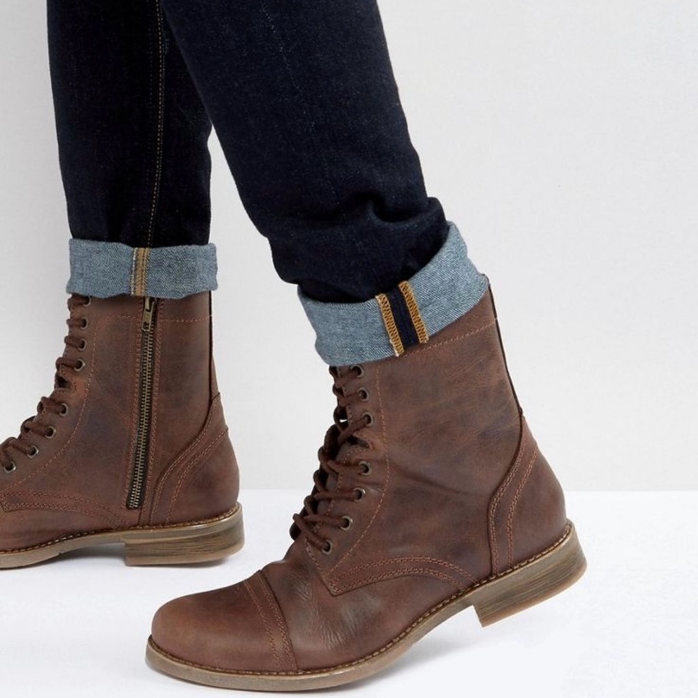 COPY - Steve Madden Troopah-c cap toe men’s boot in Brown Leather.